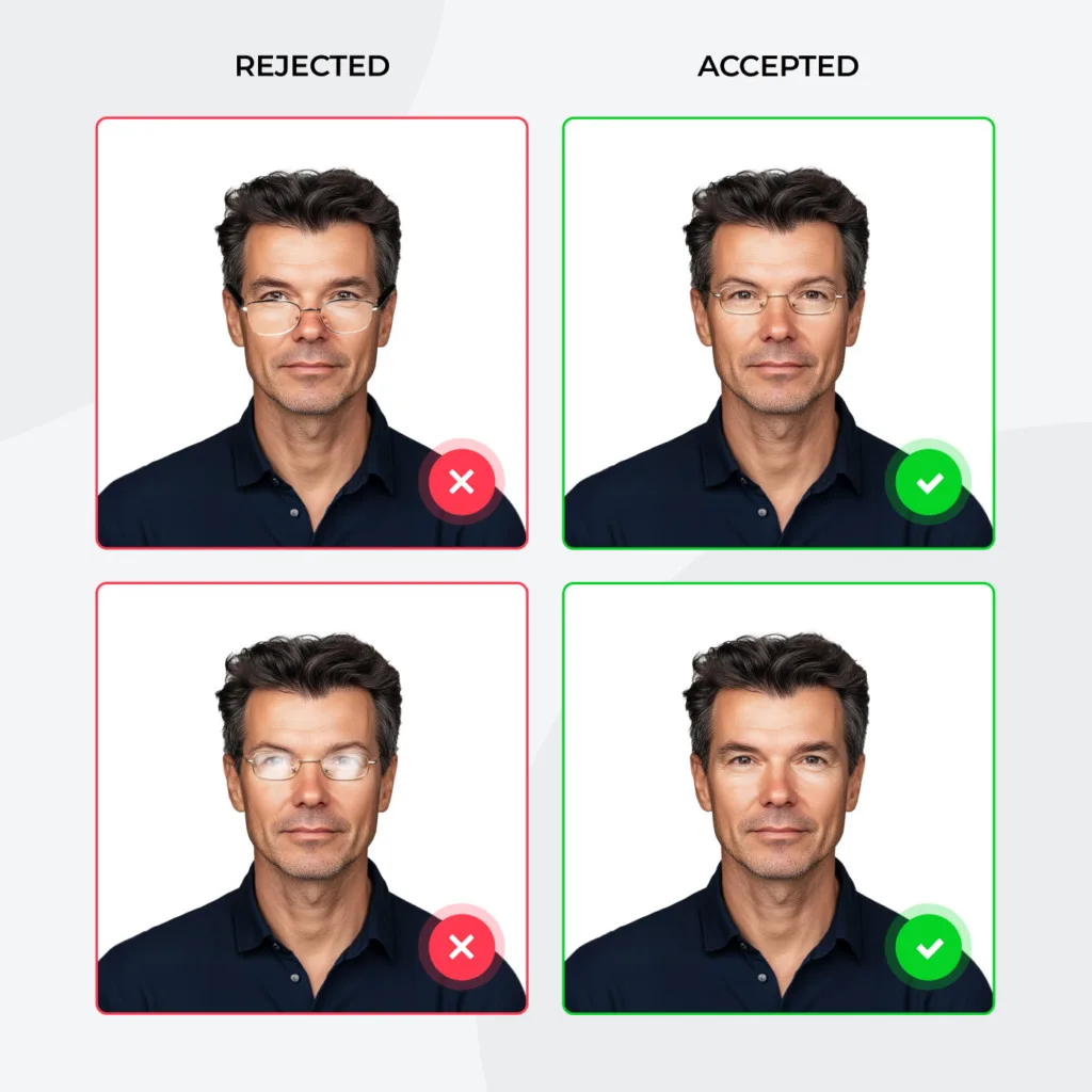Rejected and accepted passport photographs compared